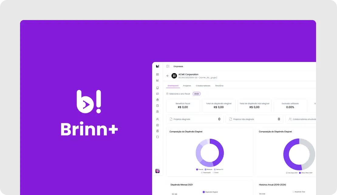 Interface do Brinn+ para governança de projetos de P&D