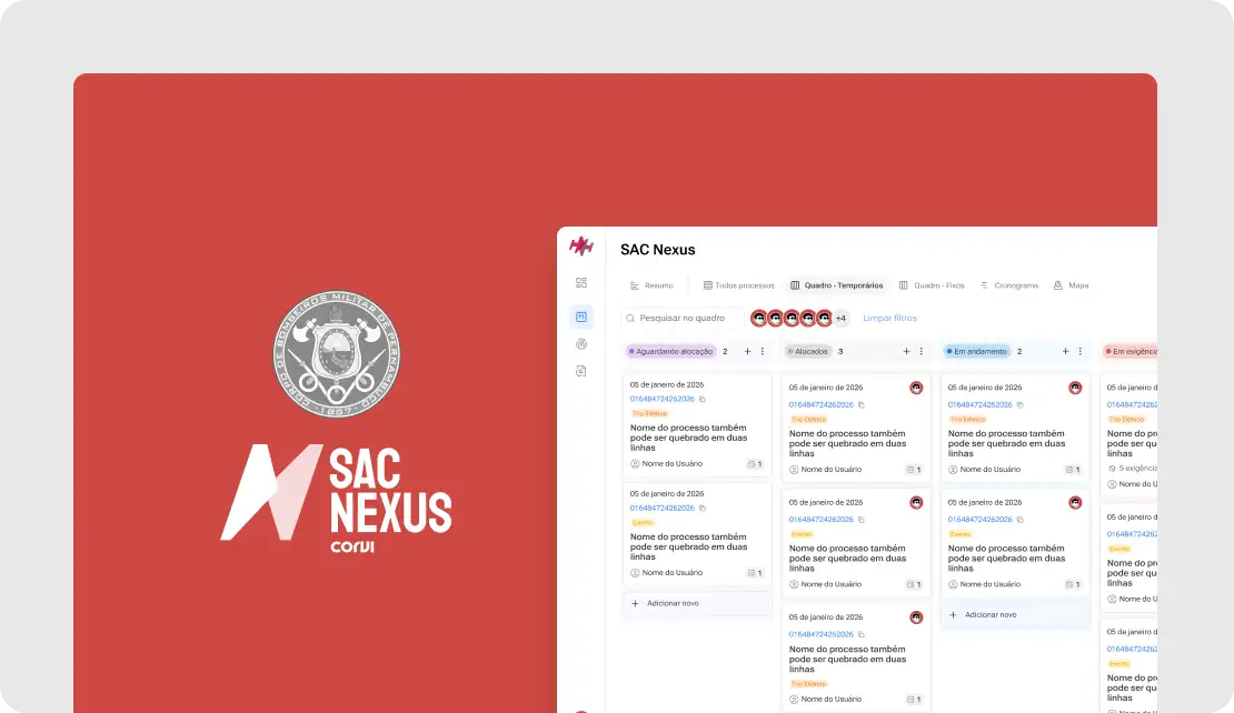 Interface do SAC Nexus para regularização contra incêndio